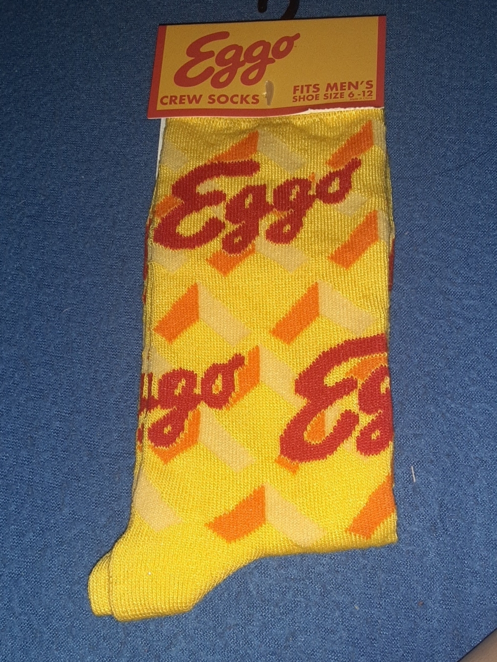 Eggo Men's Yellow Crew Socks with Red Logo